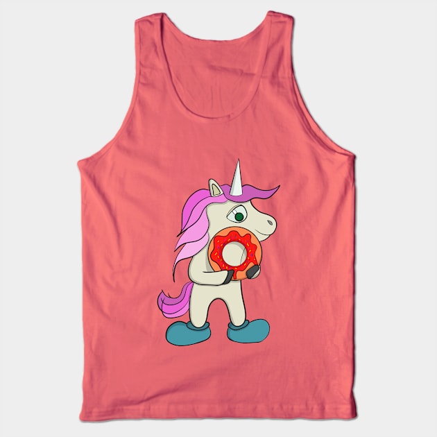 Unicorn eating a donut Tank Top by DiegoCarvalho